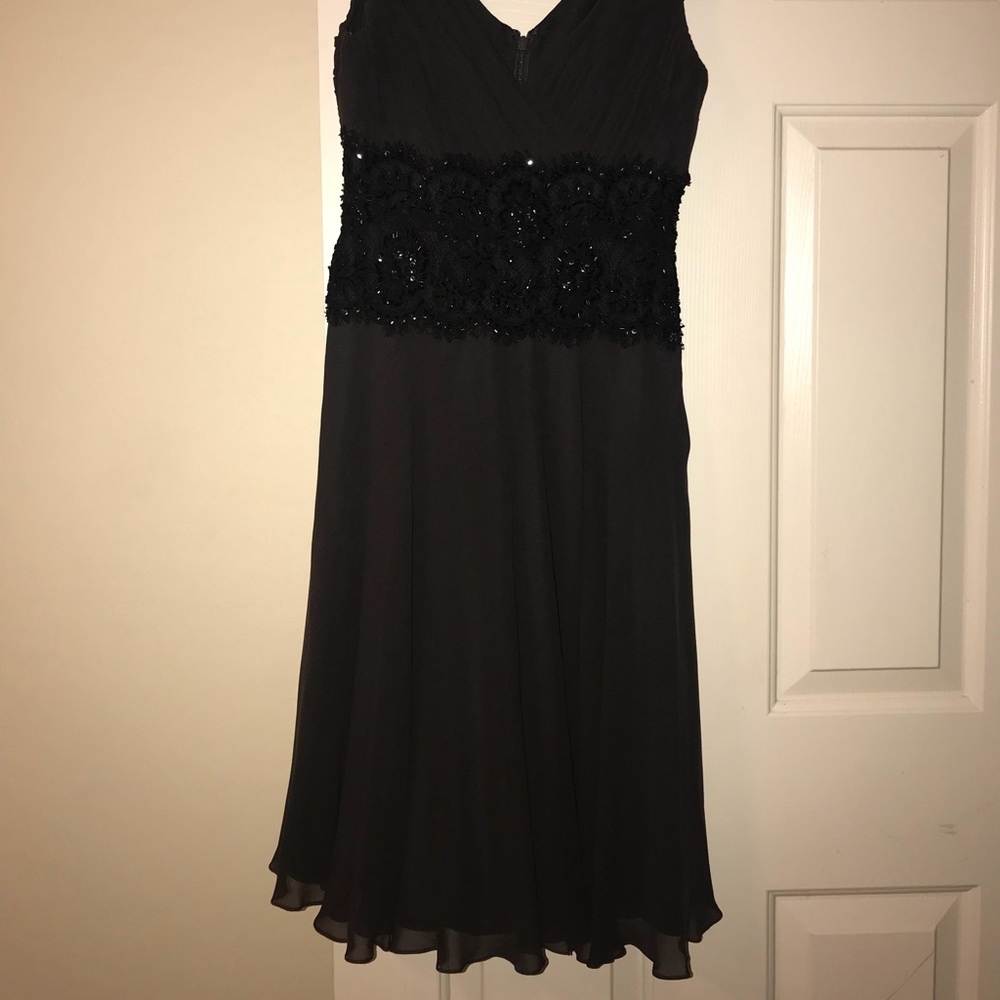 Formal black dress.